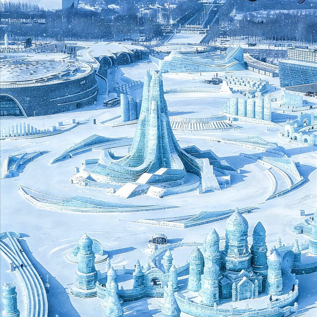 Stunning ice crystals and castles at Harbin Ice and Snow World during our China Ice Festival Tour